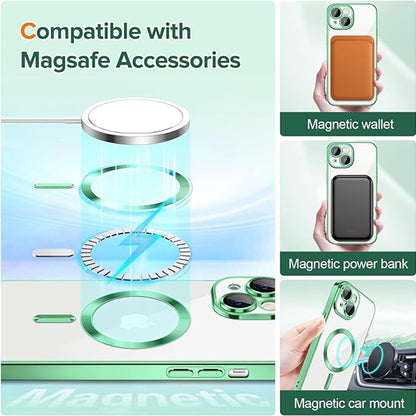 MagSafe-Hülle für Apple iPhone 14, Techsuit, Luxury Crystal, Hellgrün