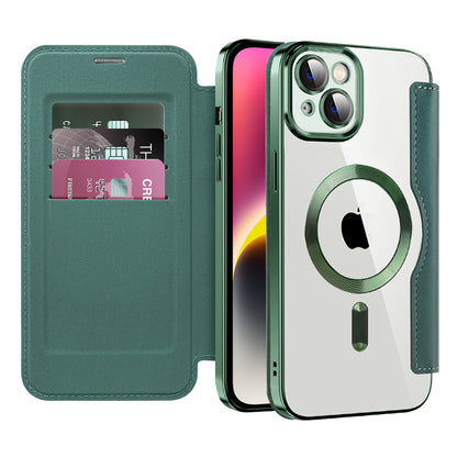MagSafe-Hülle für Apple iPhone 14, Techsuit, SmartMag Book, Grün