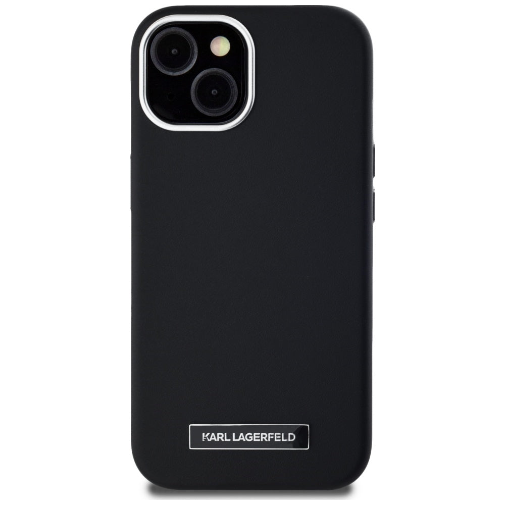 MagSafe Hülle für Apple iPhone 15, Karl Lagerfeld, FW Metal Plate, Schwarz
