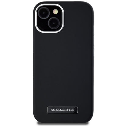 MagSafe Hülle für Apple iPhone 15, Karl Lagerfeld, FW Metal Plate, Schwarz