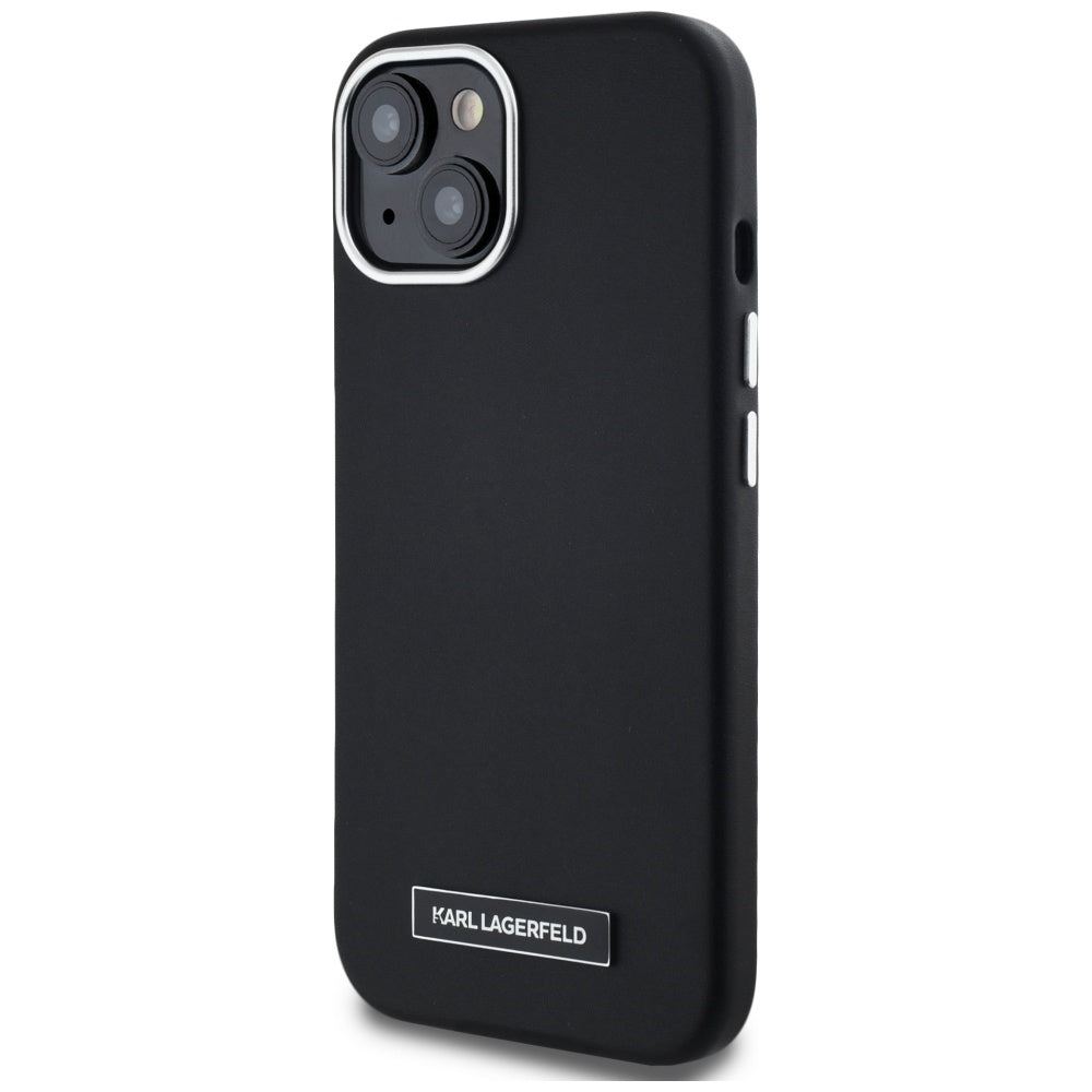 MagSafe Hülle für Apple iPhone 15, Karl Lagerfeld, FW Metal Plate, Schwarz