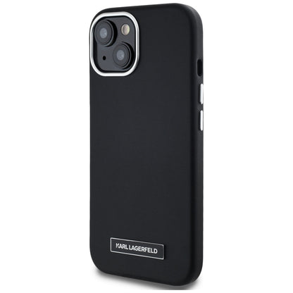 MagSafe Hülle für Apple iPhone 15, Karl Lagerfeld, FW Metal Plate, Schwarz
