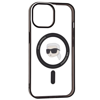 MagSafe Case for Apple iPhone 15, Karl Lagerfeld, IML Karl's Head, Transparent