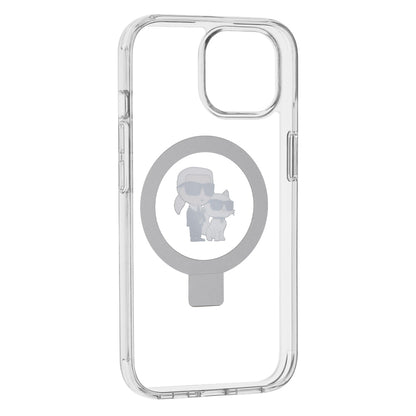 MagSafe Hülle für Apple iPhone 15, Karl Lagerfeld, Ring Stand Karl & Choupette, Weiß