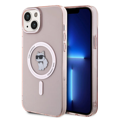 MagSafe Hülle für Apple iPhone 15 Plus / 14 Plus, Karl Lagerfeld, IML Choupette, Rosa