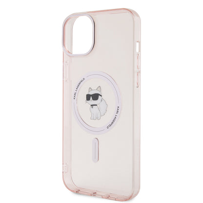 MagSafe Hülle für Apple iPhone 15 Plus / 14 Plus, Karl Lagerfeld, IML Choupette, Rosa