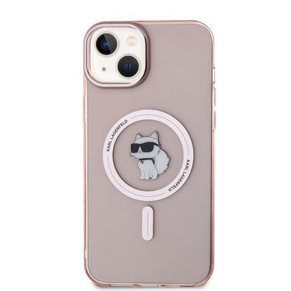 MagSafe Hülle für Apple iPhone 15 Plus / 14 Plus, Karl Lagerfeld, IML Choupette, Rosa