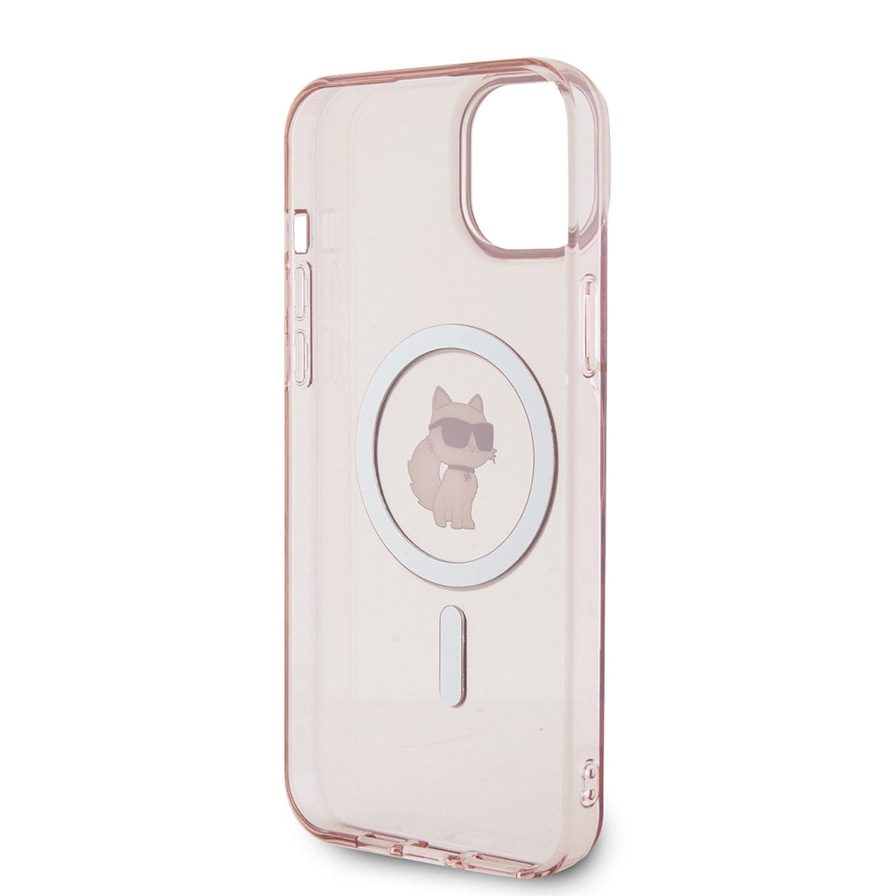 MagSafe Hülle für Apple iPhone 15 Plus / 14 Plus, Karl Lagerfeld, IML Choupette, Rosa