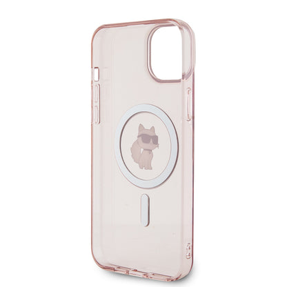 MagSafe Hülle für Apple iPhone 15 Plus / 14 Plus, Karl Lagerfeld, IML Choupette, Rosa