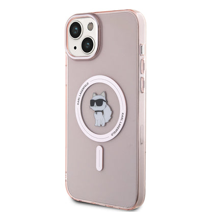 MagSafe Hülle für Apple iPhone 15 Plus / 14 Plus, Karl Lagerfeld, IML Choupette, Rosa