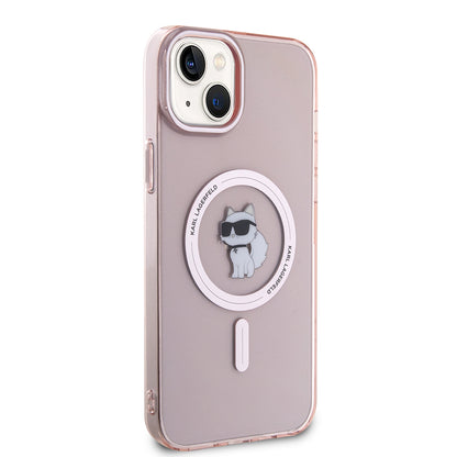 MagSafe Hülle für Apple iPhone 15 Plus / 14 Plus, Karl Lagerfeld, IML Choupette, Rosa