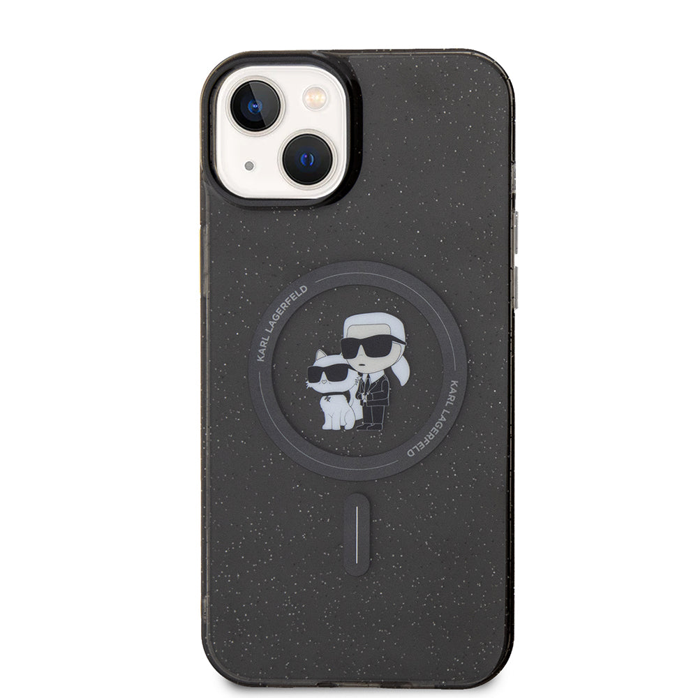 MagSafe Hülle für Apple iPhone 15 Plus, Karl Lagerfeld, Glitter, Schwarz