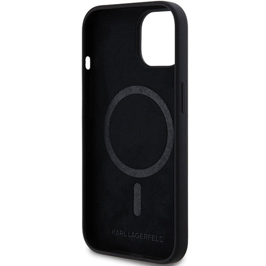 MagSafe Case for Apple iPhone 15 Plus, Karl Lagerfeld, Silicone Choupette's Head, Black