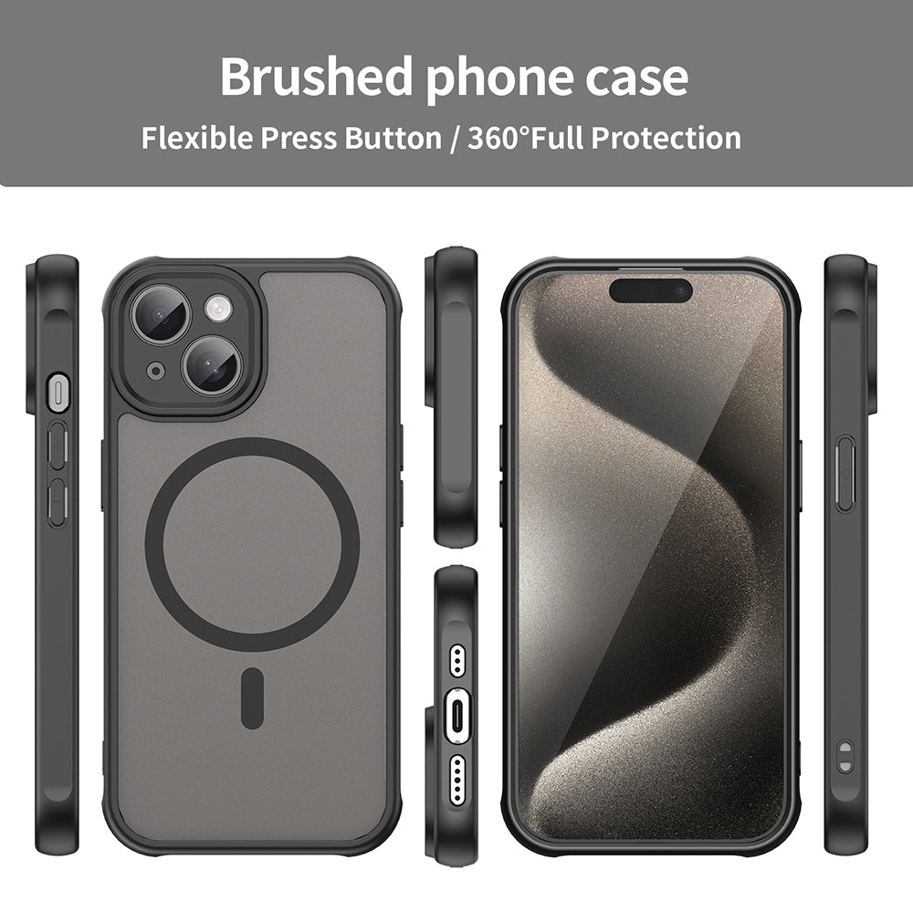 MagSafe-Hülle für Apple iPhone 15 Plus, Techsuit, HaloFrost II, Schwarz