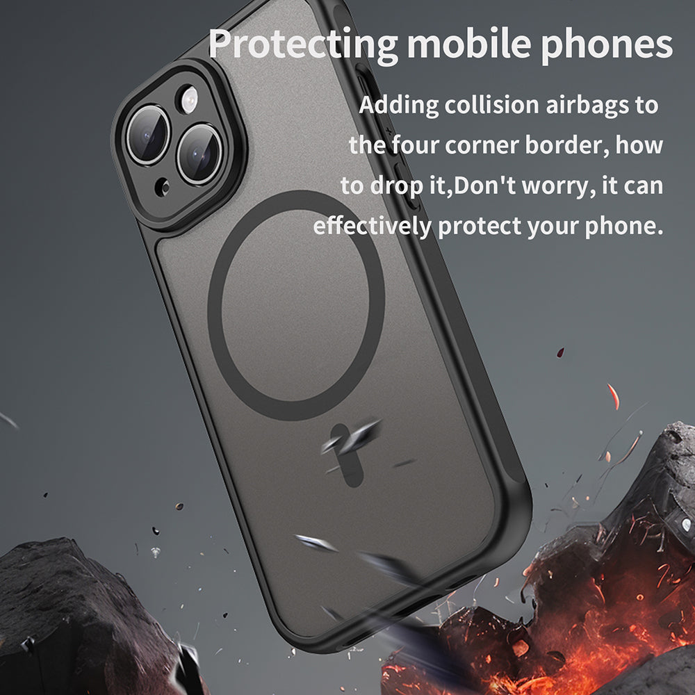 MagSafe-Hülle für Apple iPhone 15 Plus, Techsuit, HaloFrost II, Schwarz