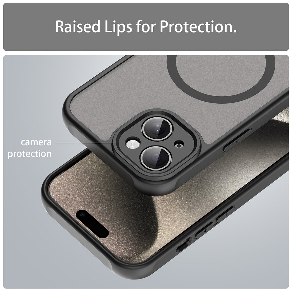 MagSafe-Hülle für Apple iPhone 15 Plus, Techsuit, HaloFrost II, Schwarz