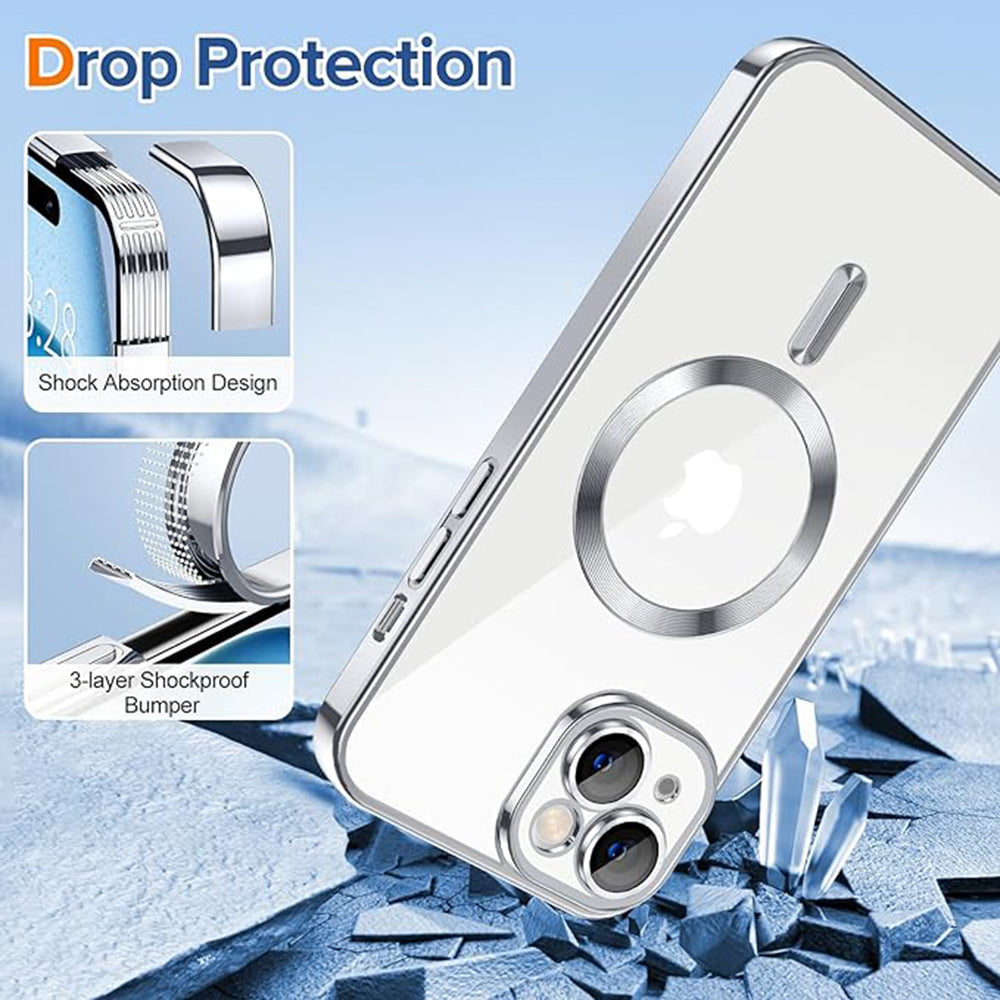 MagSafe-Hülle für Apple iPhone 15 Plus, Techsuit, Luxury Crystal, Schwarz