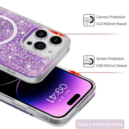 MagSafe-Hülle für Apple iPhone 15 Plus, Techsuit, Glitzernd, Lila