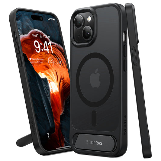 MagSafe Hülle für Apple iPhone 15 Plus, Torras, Pstand, Schwarz