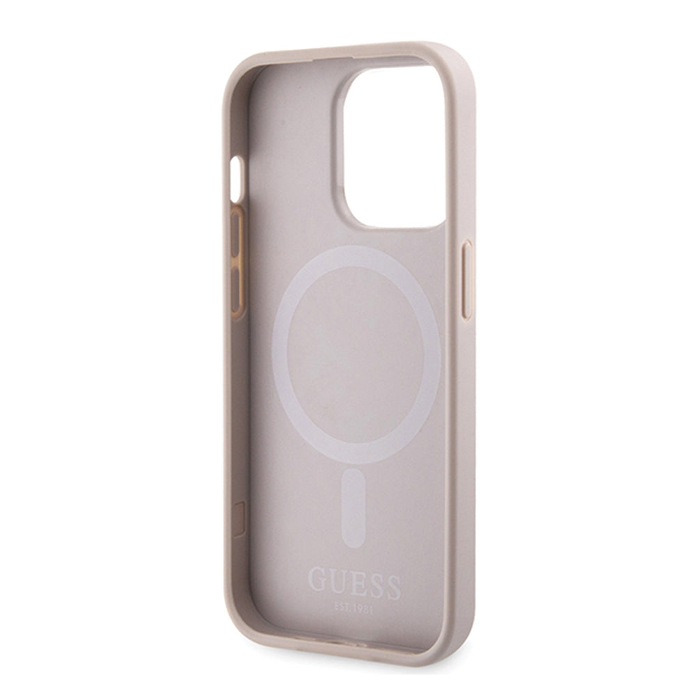 MagSafe Hülle für Apple iPhone 15 Pro, Guess, 4G Printed Stripes, Rosa