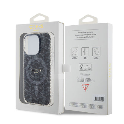 MagSafe Hülle für Apple iPhone 15 Pro, Guess, IML Gcube, Schwarz