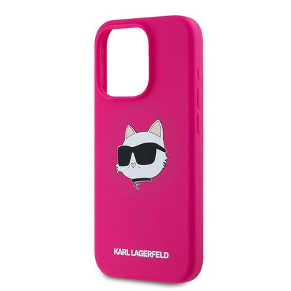 MagSafe Hülle für Apple iPhone 15 Pro, Karl Lagerfeld, Silikon Choupette's Head, Fuchsia