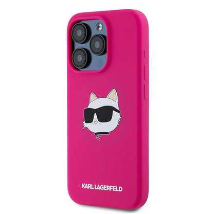 MagSafe Hülle für Apple iPhone 15 Pro, Karl Lagerfeld, Silikon Choupette's Head, Fuchsia