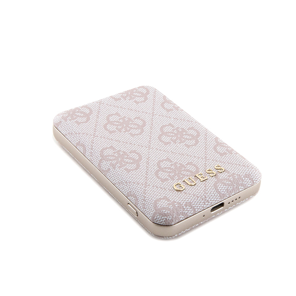 MagSafe Hülle für Apple iPhone 15 Pro Max, Guess, Powerbank 4G Metal Logo, Rosa