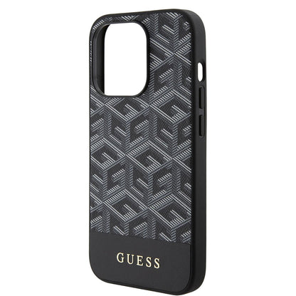 MagSafe Hülle für Apple iPhone 15 Pro Max, Guess, PU G Cube, Schwarz GUHMP15XHGCFSEK