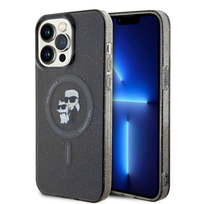 MagSafe Case for Apple iPhone 15 Pro Max, Karl Lagerfeld, Glitter, Black