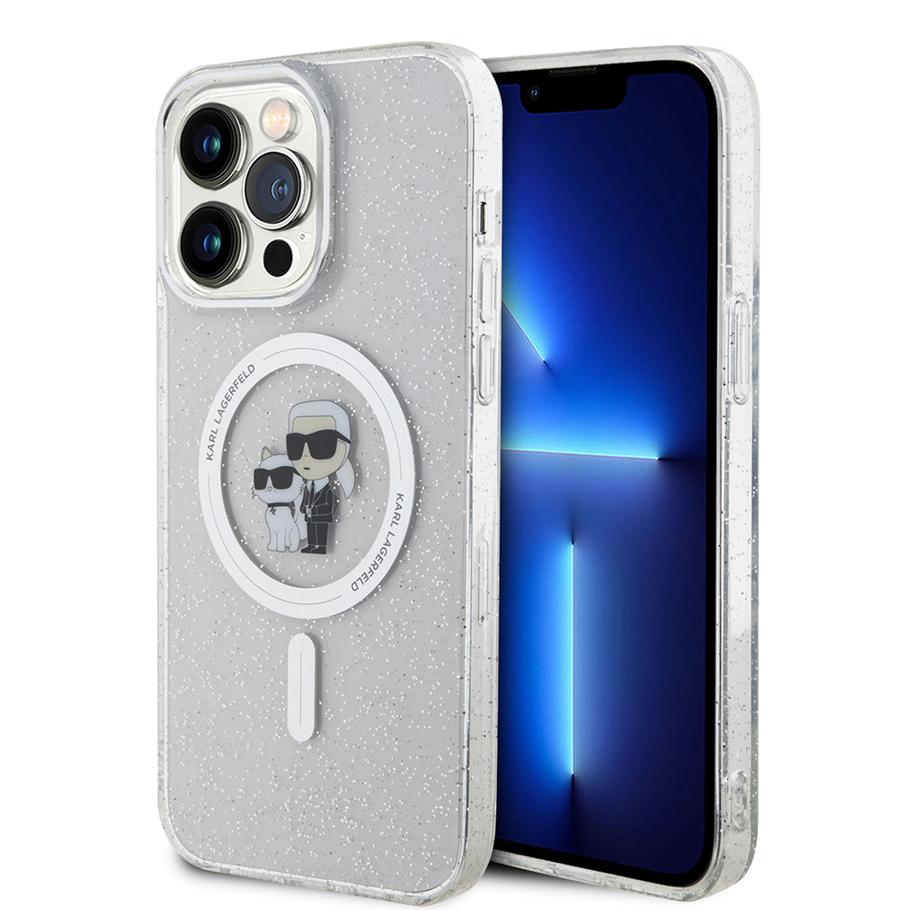MagSafe Hülle für Apple iPhone 15 Pro Max, Karl Lagerfeld, Glitter, Transparent