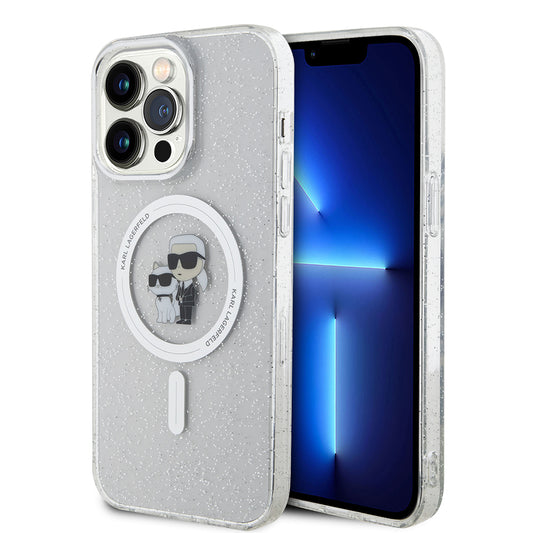 MagSafe Case for Apple iPhone 15 Pro Max, Karl Lagerfeld, Glitter, Transparent