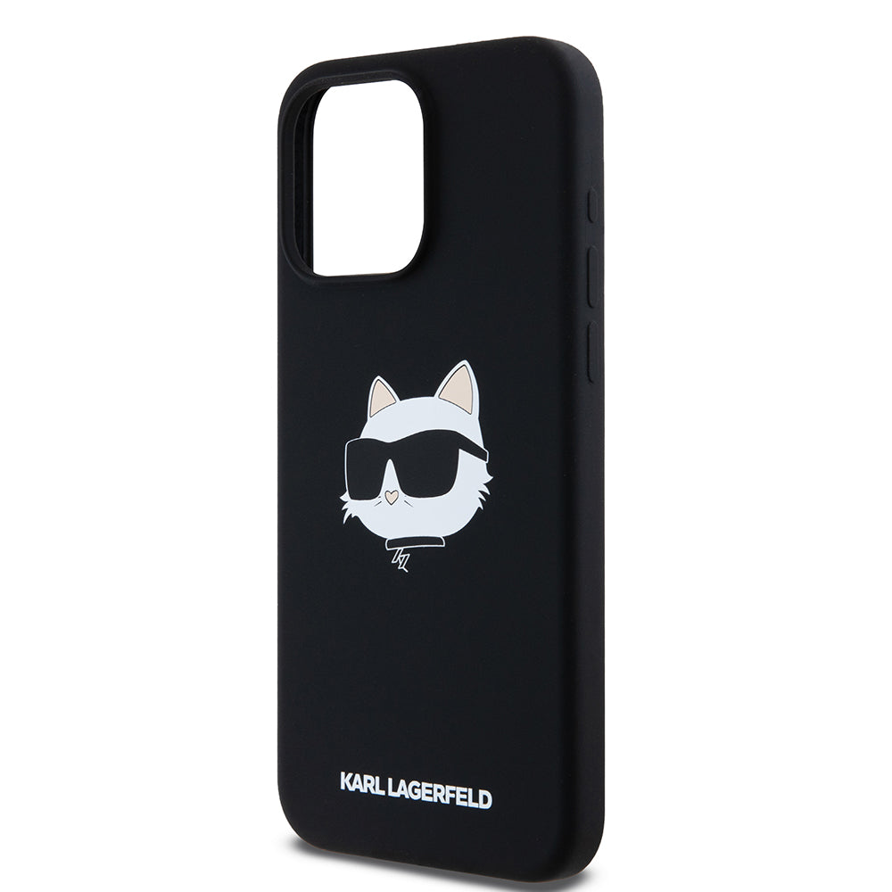 MagSafe Case for Apple iPhone 15 Pro Max, Karl Lagerfeld, Silicone Choupette's Head, Black