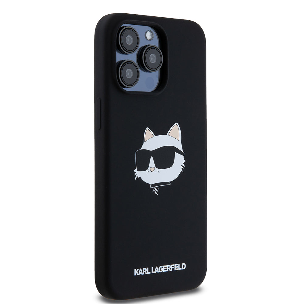 MagSafe Case for Apple iPhone 15 Pro Max, Karl Lagerfeld, Silicone Choupette's Head, Black