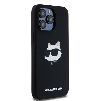 MagSafe Case for Apple iPhone 15 Pro Max, Karl Lagerfeld, Silicone Choupette's Head, Black