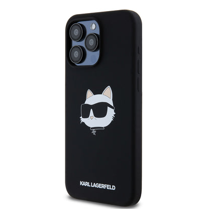 MagSafe Case for Apple iPhone 15 Pro Max, Karl Lagerfeld, Silicone Choupette's Head, Black