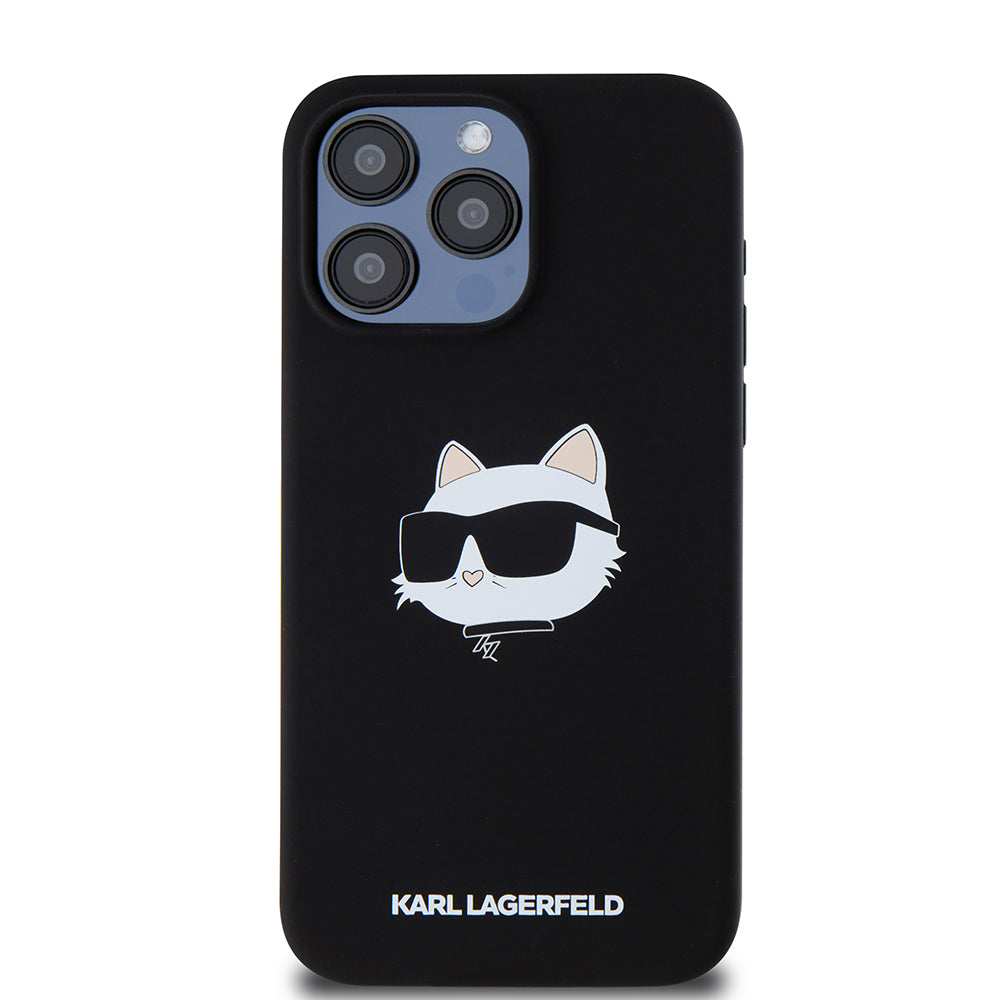 MagSafe Case for Apple iPhone 15 Pro Max, Karl Lagerfeld, Silicone Choupette's Head, Black