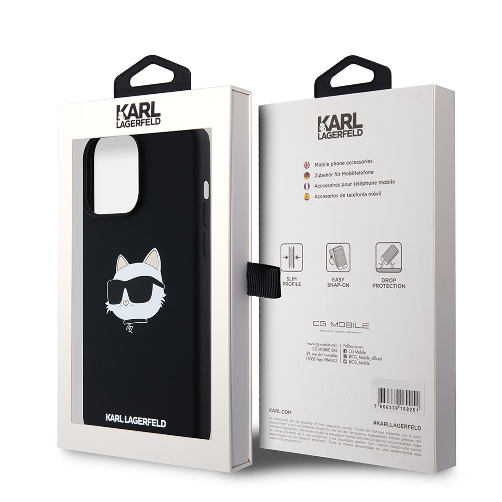 MagSafe Case for Apple iPhone 15 Pro Max, Karl Lagerfeld, Silicone Choupette's Head, Black