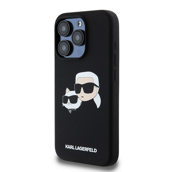 MagSafe Hülle für Apple iPhone 15 Pro Max, Karl Lagerfeld, Silikon Karl & Choupette, Schwarz