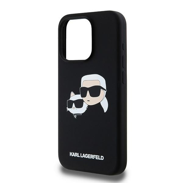 MagSafe Hülle für Apple iPhone 15 Pro Max, Karl Lagerfeld, Silikon Karl & Choupette, Schwarz