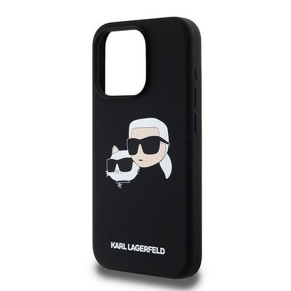 MagSafe Hülle für Apple iPhone 15 Pro Max, Karl Lagerfeld, Silikon Karl & Choupette, Schwarz