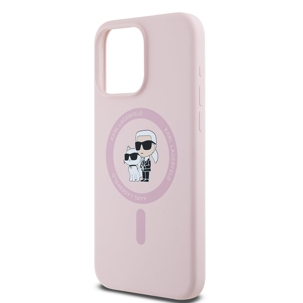 MagSafe Case for Apple iPhone 15 Pro Max, Karl Lagerfeld, Silicone Ring Karl & Choupette, Pink