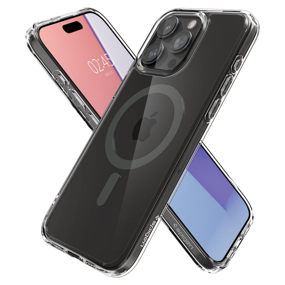 MagSafe Hülle für Apple iPhone 15 Pro Max, Spigen, Ultra Hybrid Carbon, Transparent
