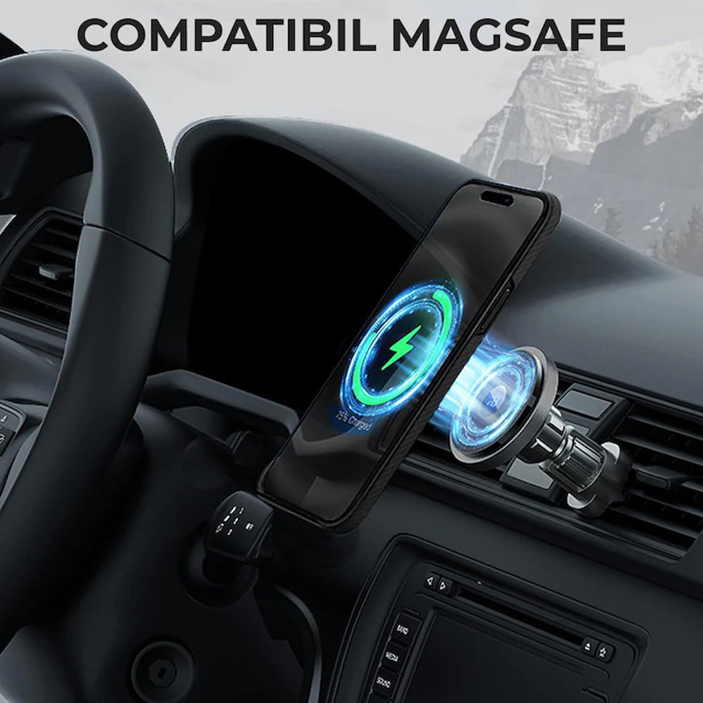 MagSafe-Hülle für Apple iPhone 15 Pro Max, Techsuit, Aramidfaser, Schwarz