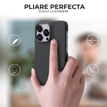MagSafe-Hülle für Apple iPhone 15 Pro Max, Techsuit, Aramidfaser, Schwarz