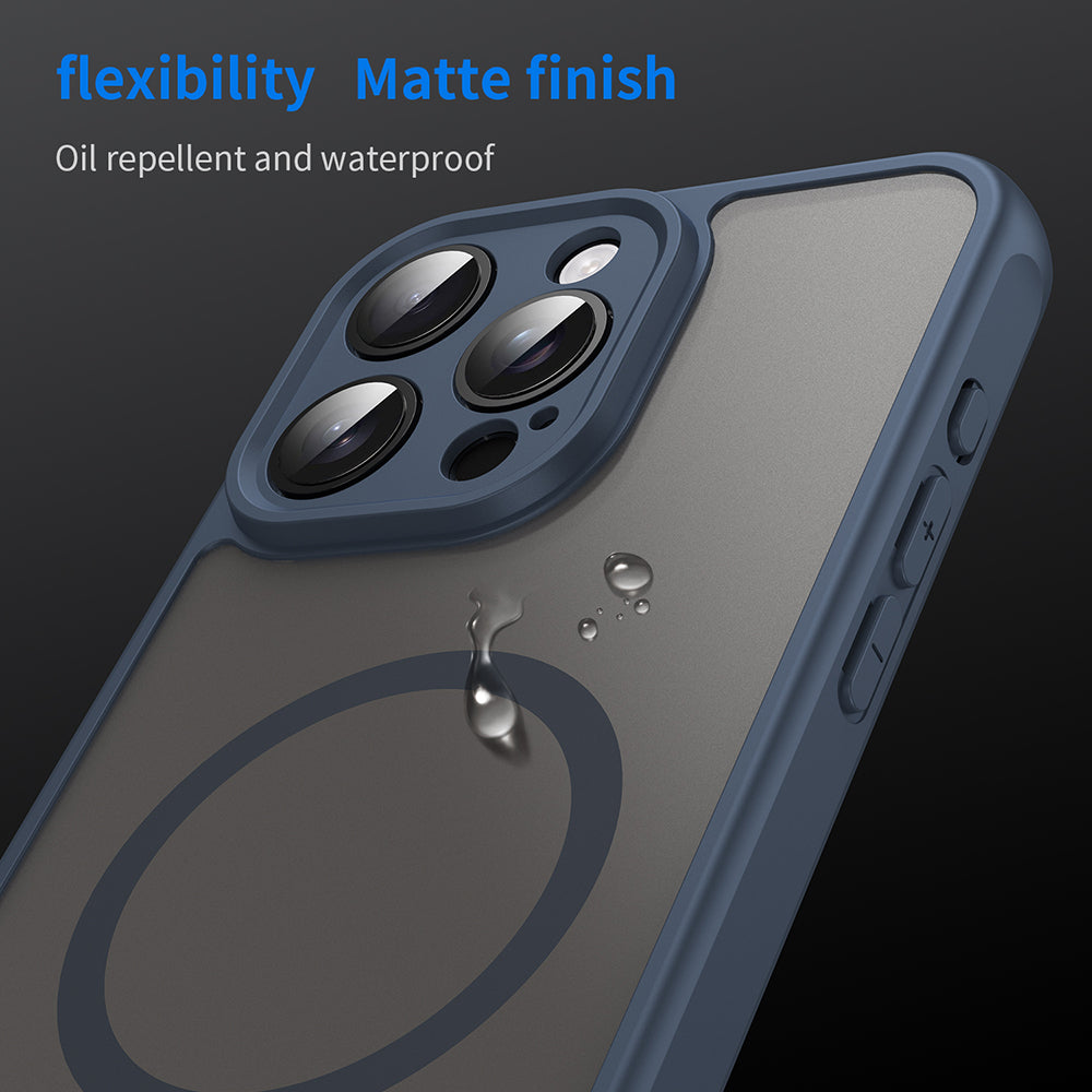 MagSafe-Hülle für Apple iPhone 15 Pro Max, Techsuit, HaloFrost II, Marineblau