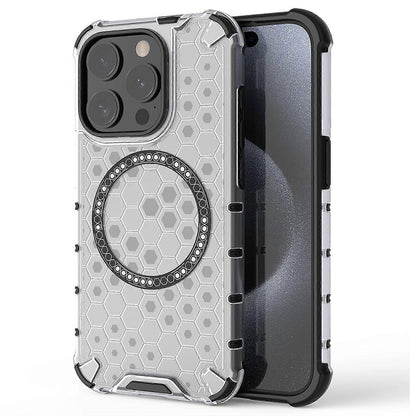 MagSafe-Hülle für Apple iPhone 15 Pro Max, Techsuit, HoneyComb Shield, Weiß