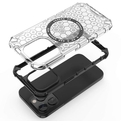 MagSafe-Hülle für Apple iPhone 15 Pro Max, Techsuit, HoneyComb Shield, Weiß