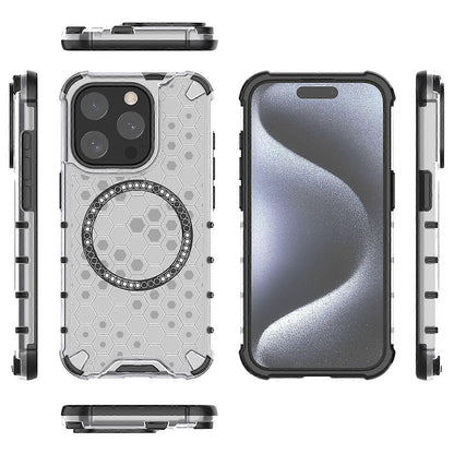 MagSafe-Hülle für Apple iPhone 15 Pro Max, Techsuit, HoneyComb Shield, Weiß