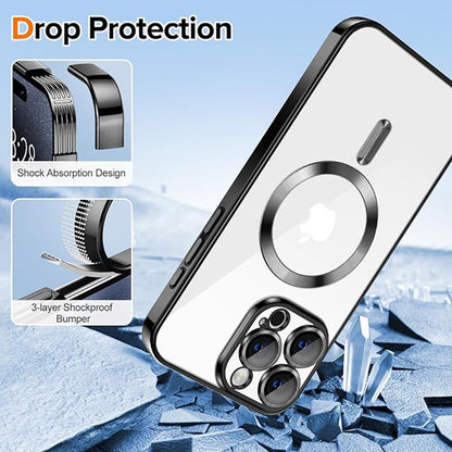 MagSafe-Hülle für Apple iPhone 15 Pro Max, Techsuit, Luxury Crystal, Schwarz